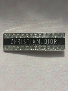 Dior Black and Silver Logo Hair Barrette